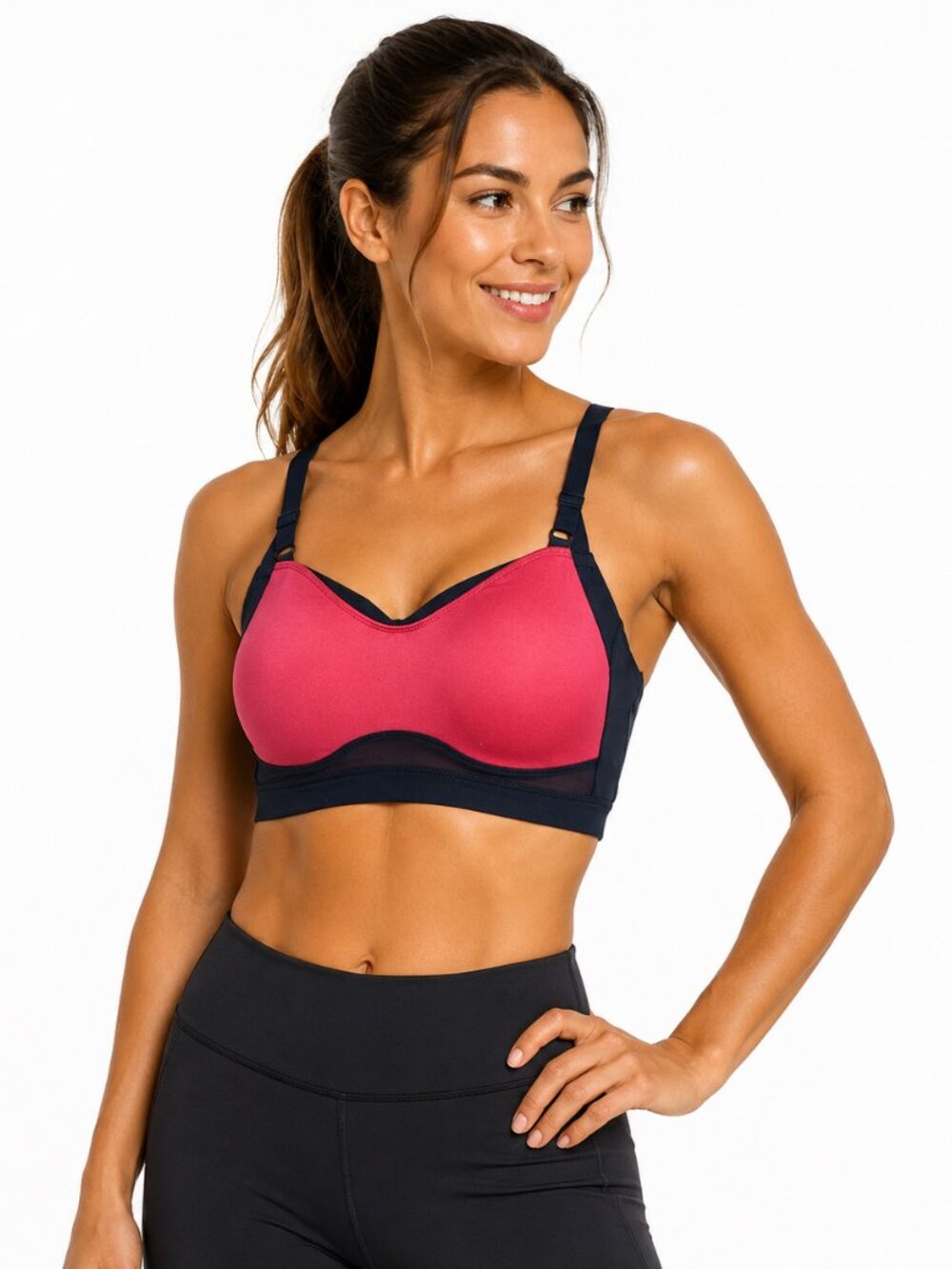 2/$30 Brooks Fineform Moving Comfort Collection Sports Yoga Bra Sz XS Red & Grey
